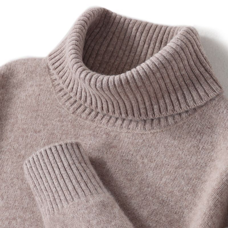 High-neck Men's Pure Wool Sweater For Autumn And Winter, Thick And Loose Knit