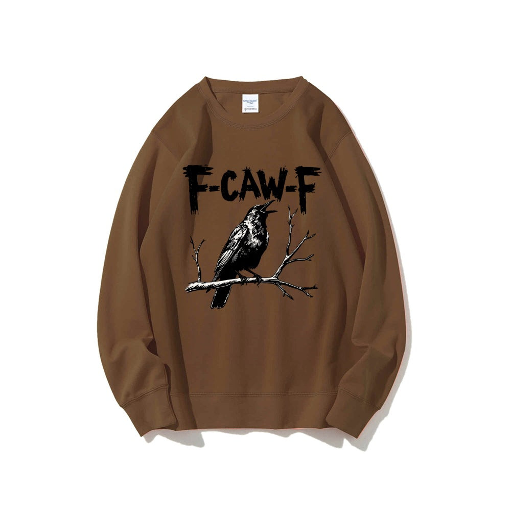 Crow Pattern Printing Autumn New Loose Daily Leisure Men's Women's Pullover