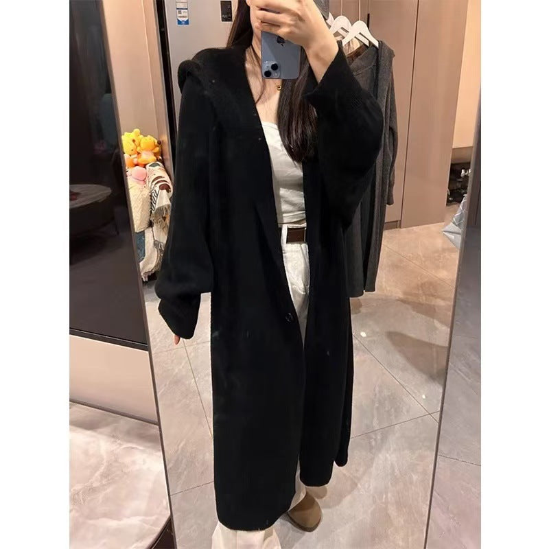 Over-the-knee Knitted Cardigan Women's Coat