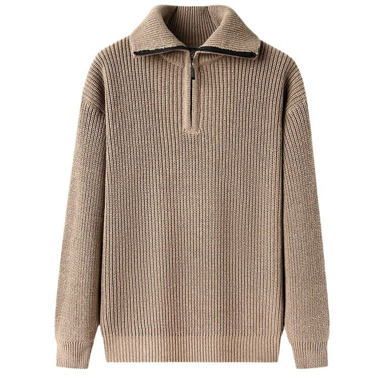 Polo Collar Men's Half Turtleneck Sweater